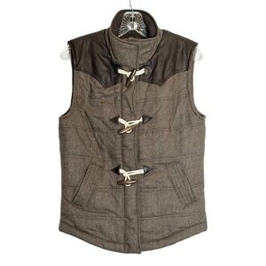 Hollyland Faux Leather Micro Herringbone Print Winter Vest Size M